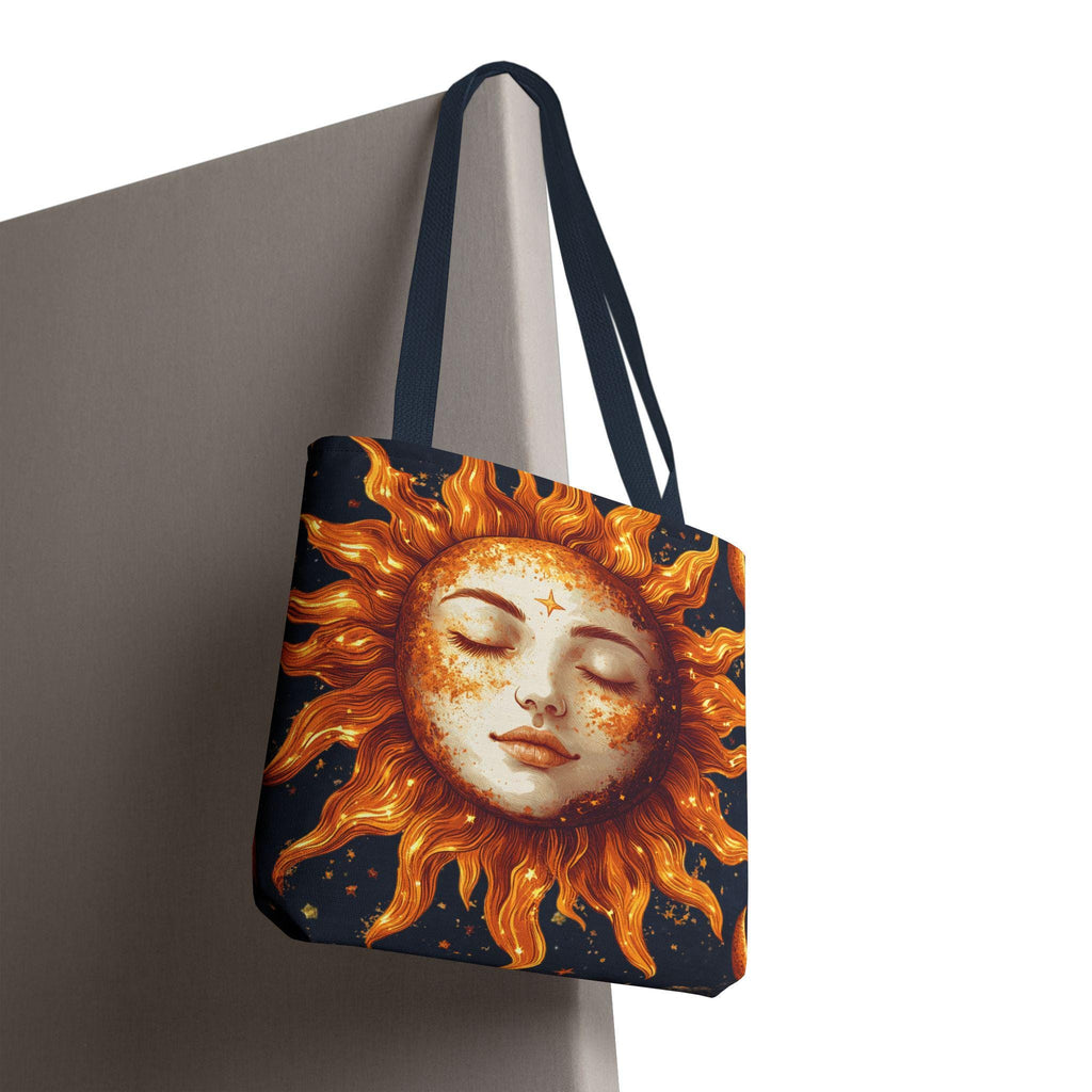 Celestial Sun Face Tote Bag | Sun Moon Stars Astrology Print