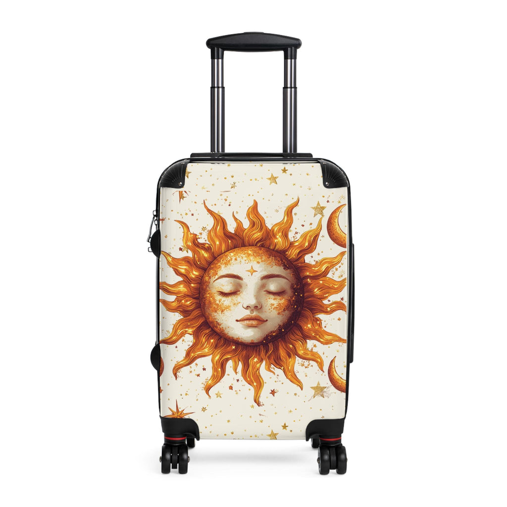 Celestial Sun Face Suitcase | Boho Hard-Shell Luggage for Travelers