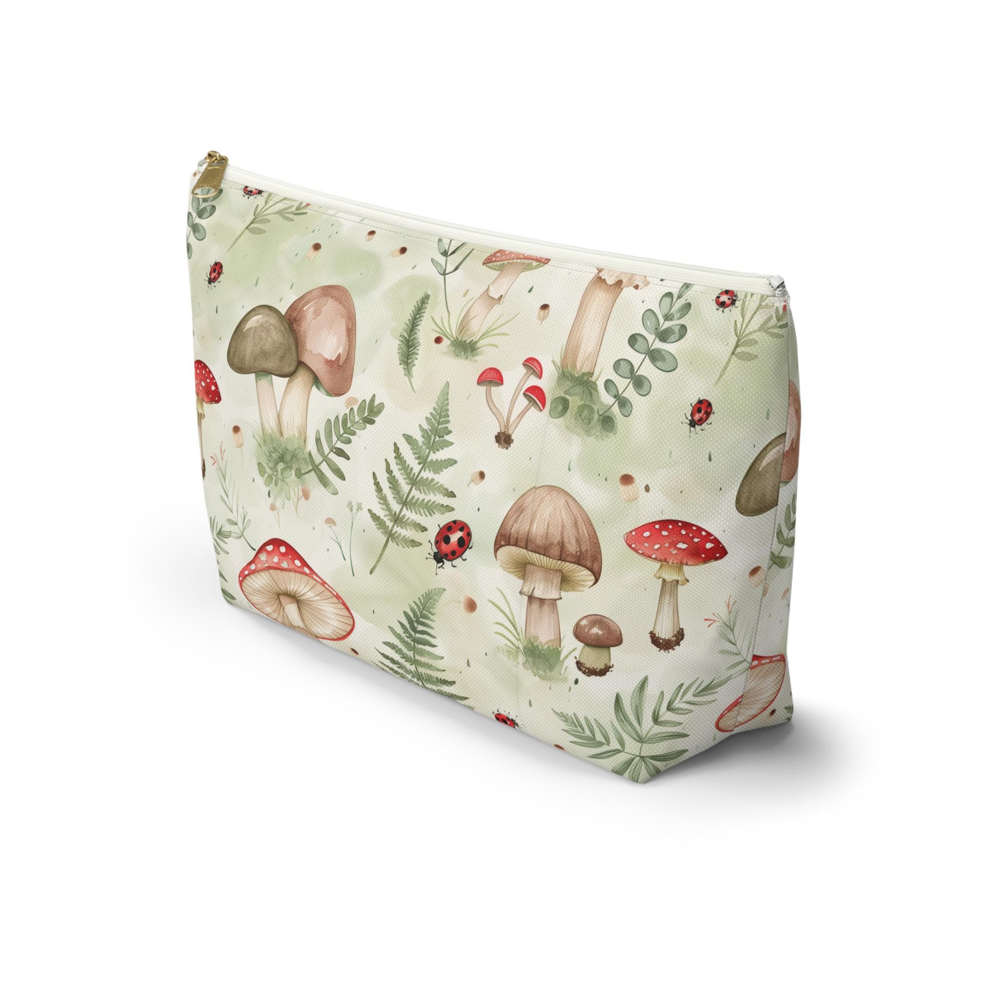 Watercolor Mushroom Forest Accessory Pouch | Cottagecore Makeup Bag