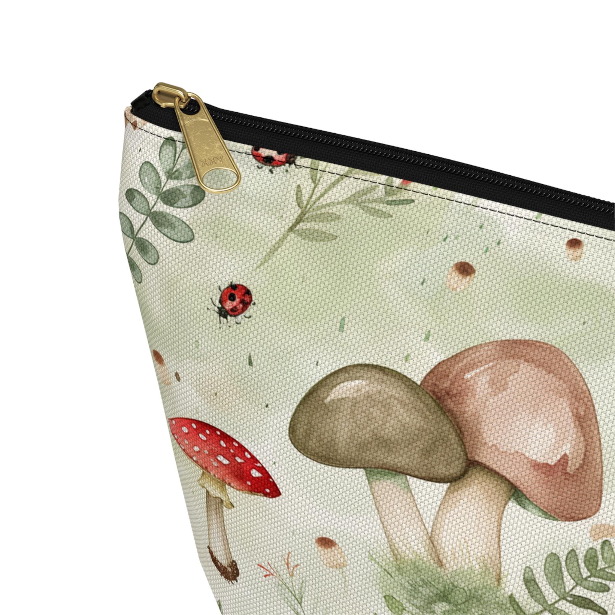 Watercolor Mushroom Forest Accessory Pouch | Cottagecore Makeup Bag