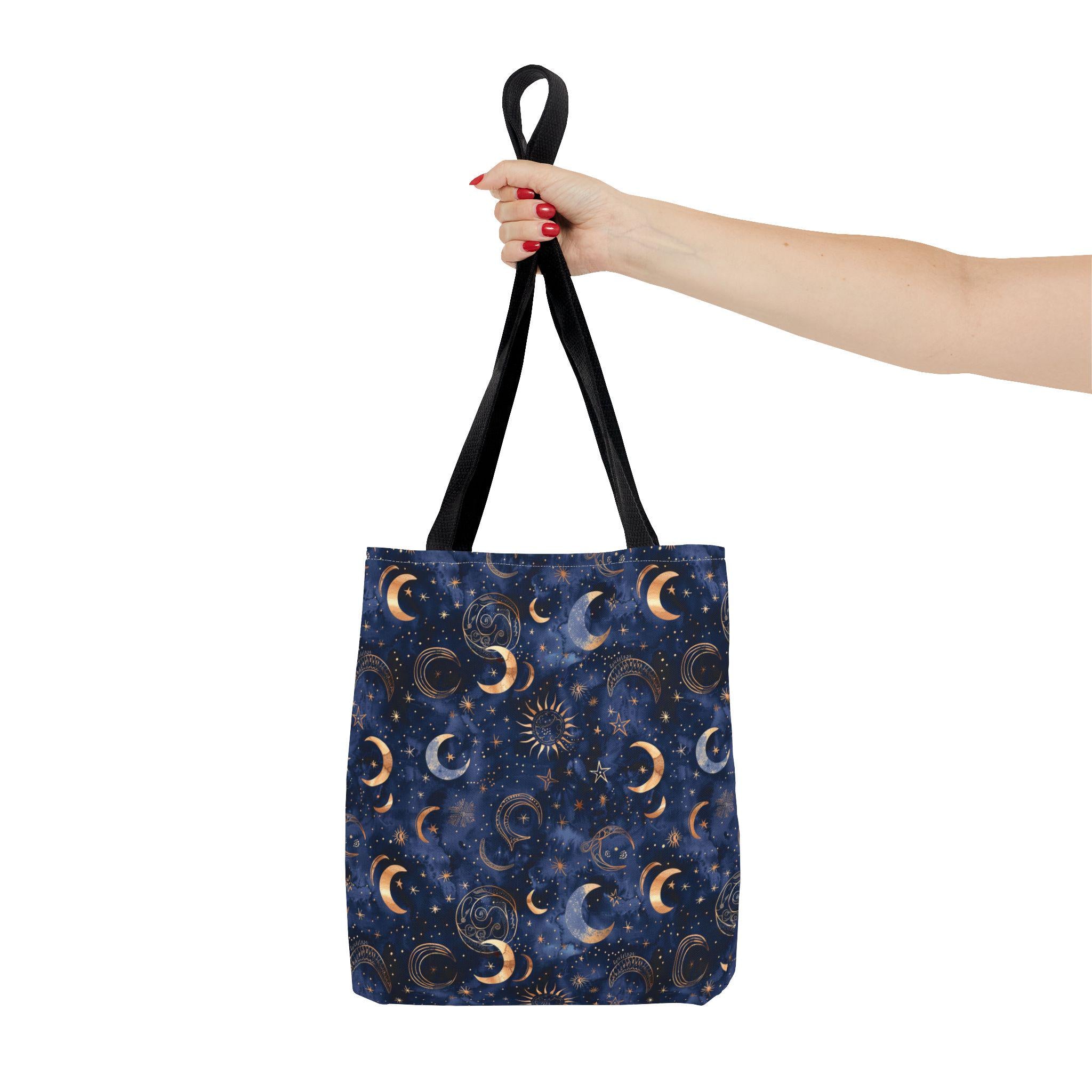 Celestial Moon Phase  Tote | Navy Starry Sky Bag