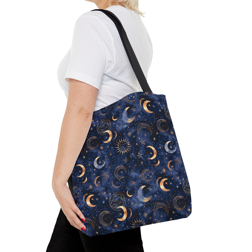 Celestial Moon Phase  Tote | Navy Starry Sky Bag