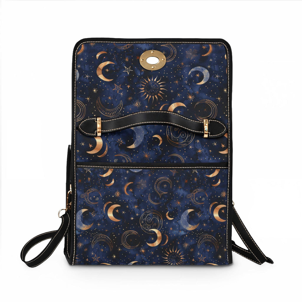 Celestial Moon Phases Waterproof Canvas Bag | Stars, Crescent Moon Pattern