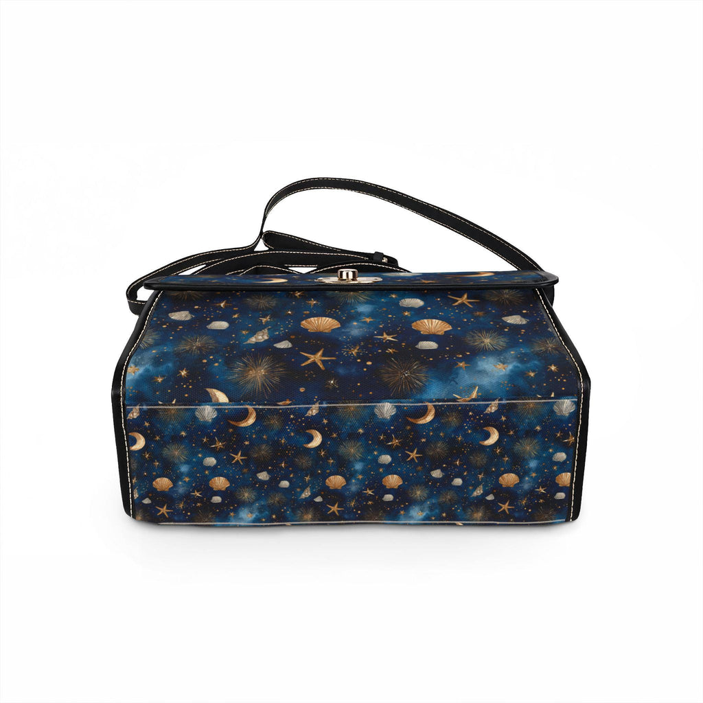 Celestial Seashell Waterproof Canvas Bag | Boho Moon Star Crossbody | Beach Bag Gift for Her