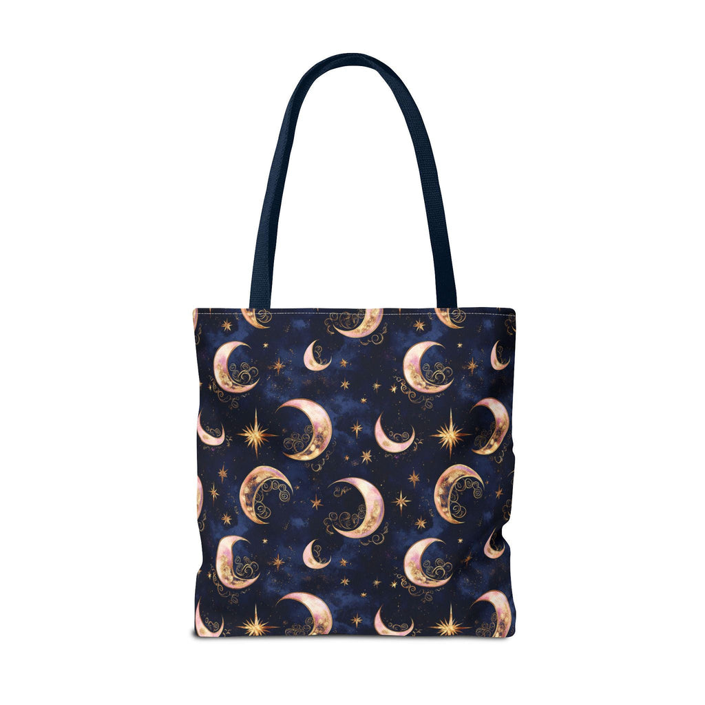 Celestial Moon Pattern Tote | Crescent Moons Stars Night Sky