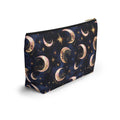 Moon Phase Pattern Accessory Pouch | Crescent Moon Stars Cosmetic Bag