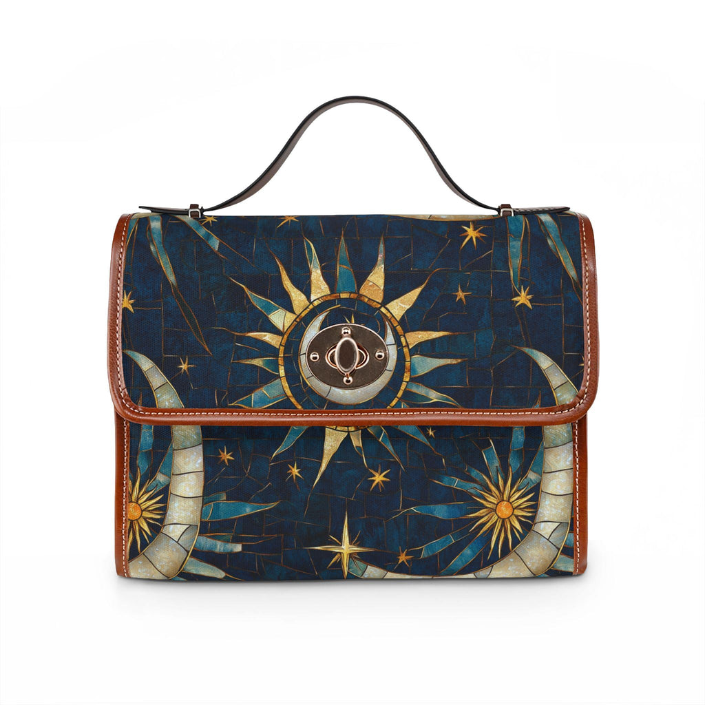 Celestial Sun and Moon Waterproof Canvas Bag | Starry Night Tote