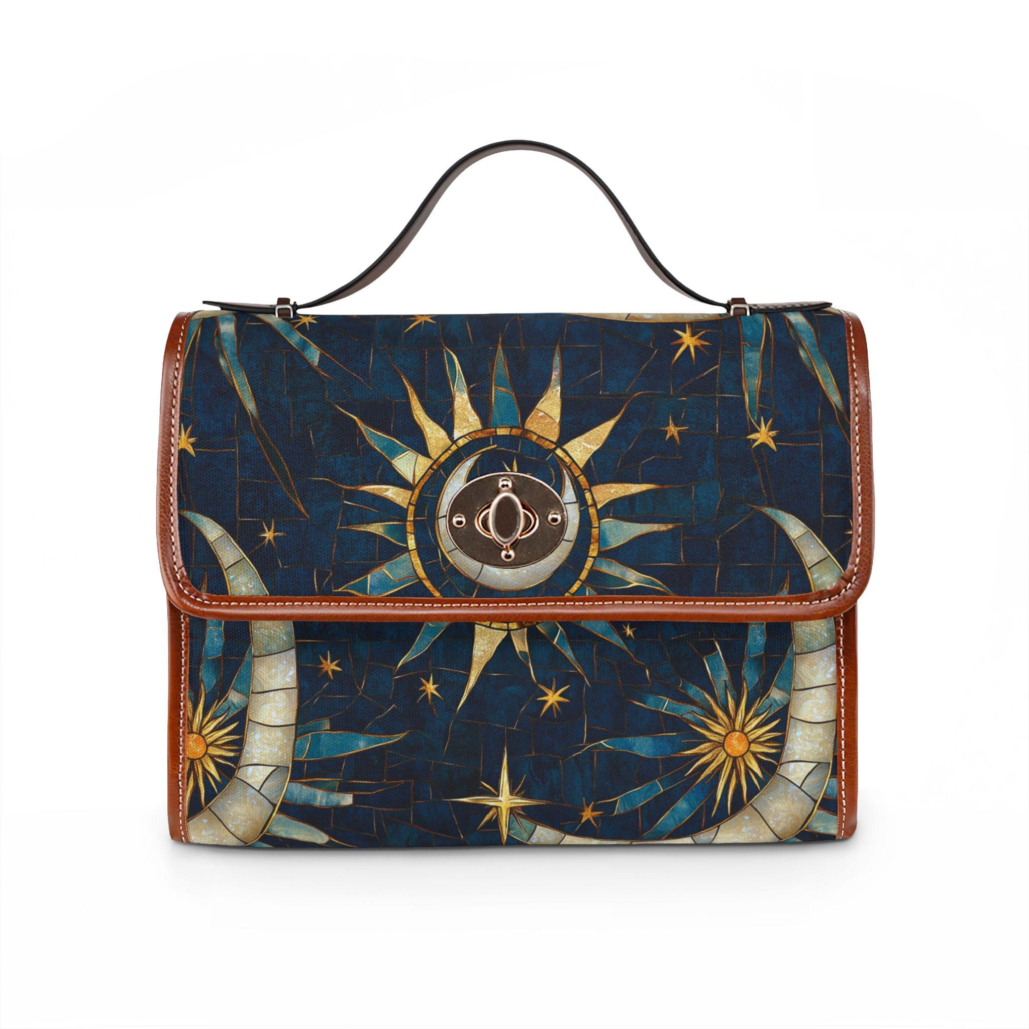Celestial Sun and Moon Waterproof Canvas Bag | Starry Night Tote
