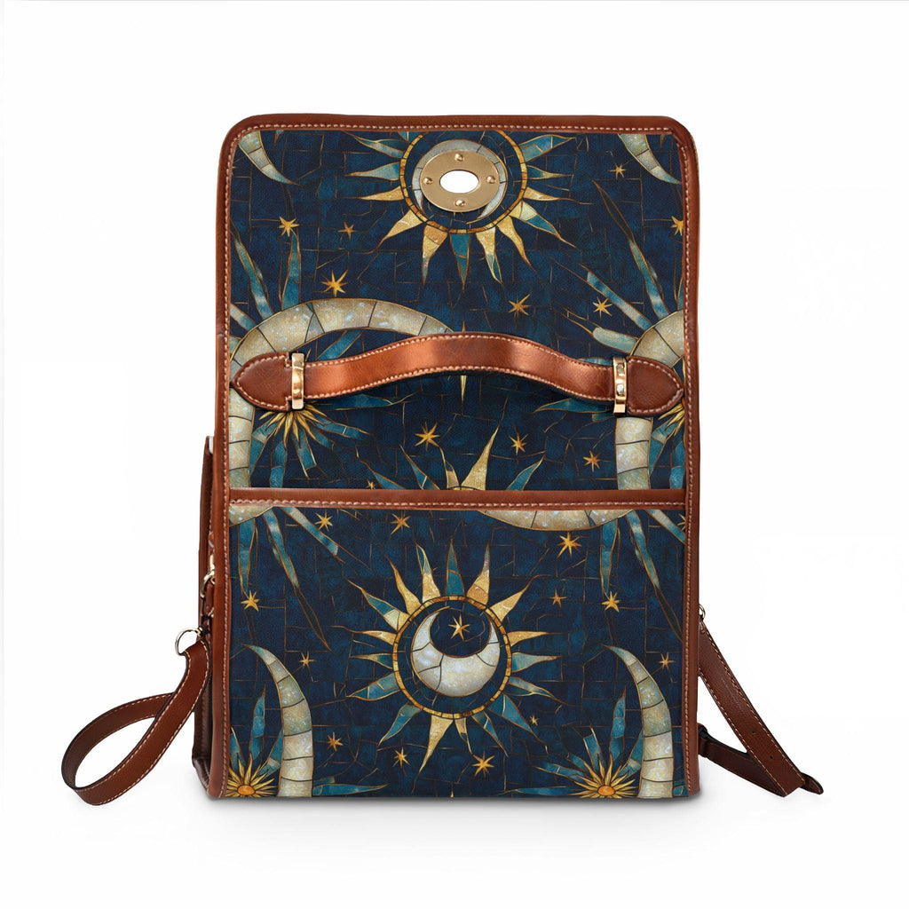 Celestial Sun and Moon Waterproof Canvas Bag | Starry Night Tote