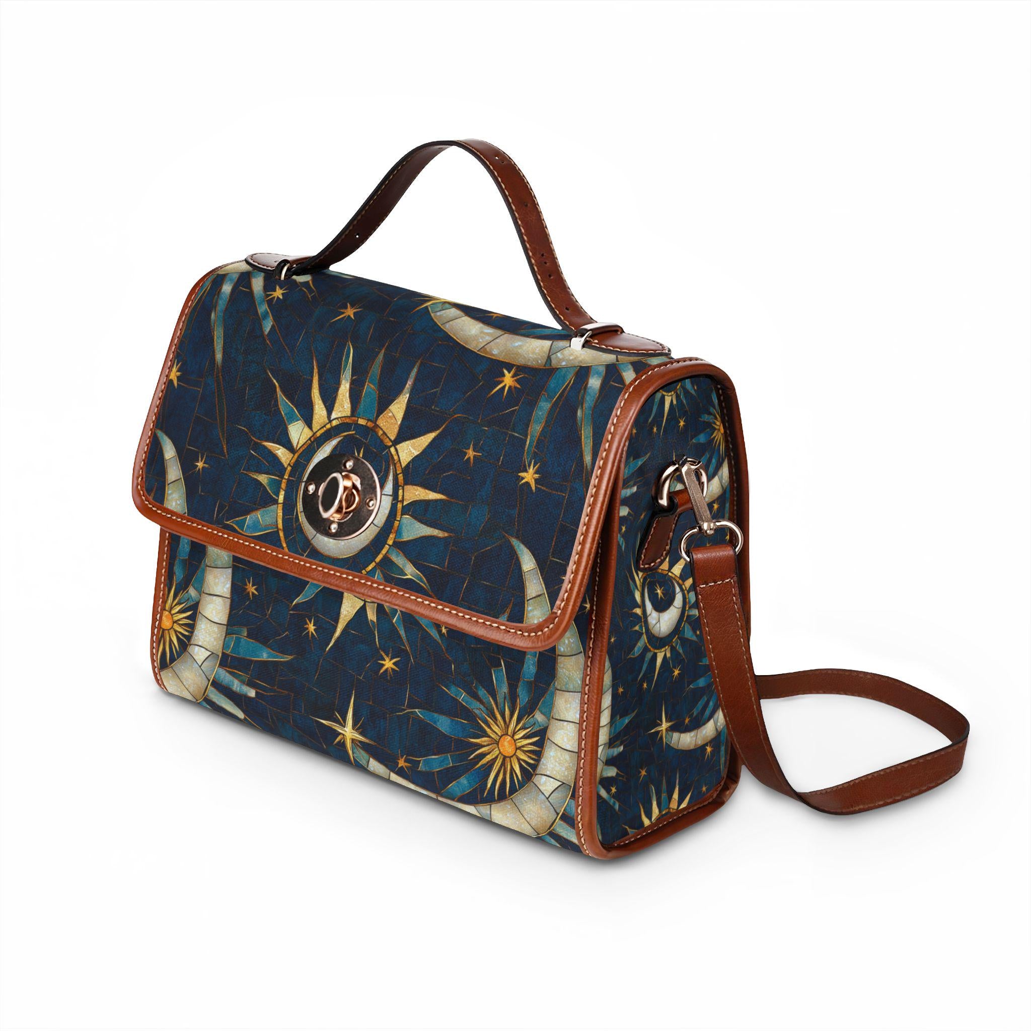 Celestial Sun and Moon Waterproof Canvas Bag | Starry Night Tote