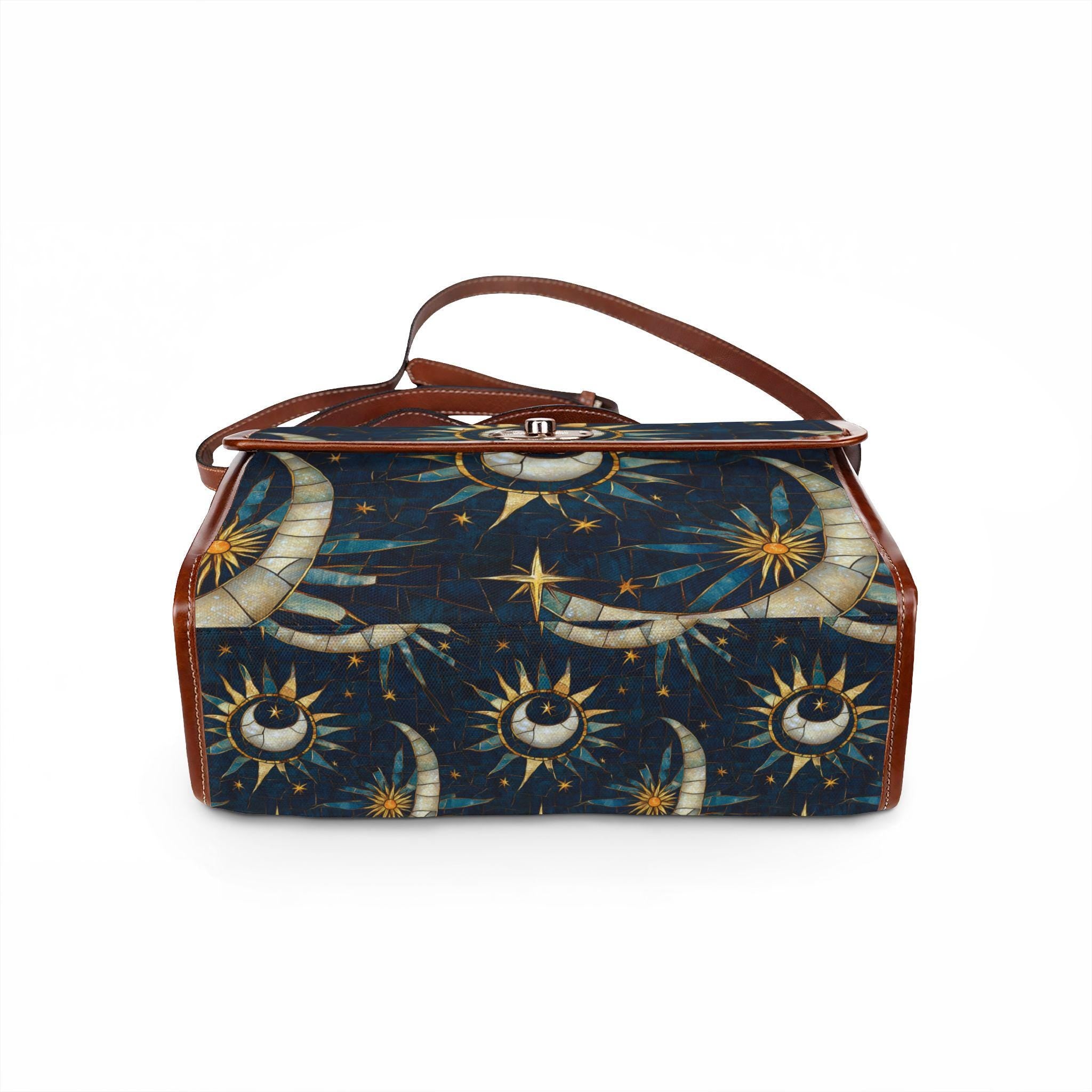 Celestial Sun and Moon Waterproof Canvas Bag | Starry Night Tote