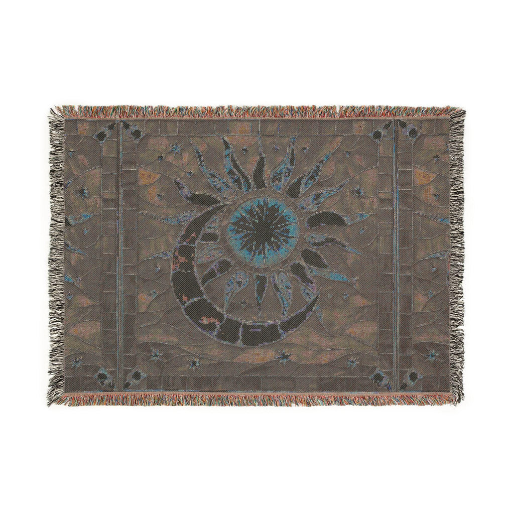 Sun and Moon Mosaic Woven Blanket | Celestial Tapestry Throw