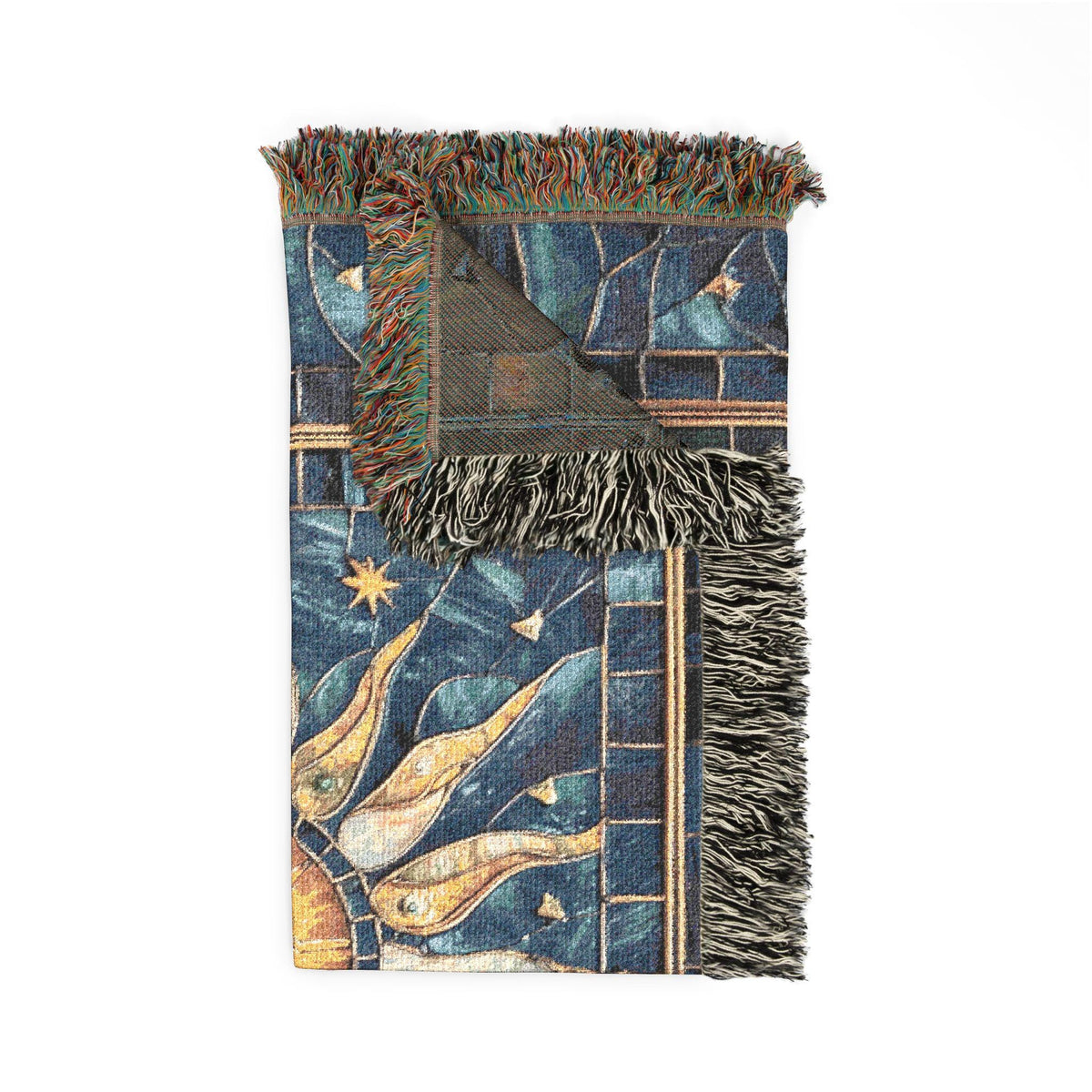 Sun and Moon Mosaic Woven Blanket | Celestial Tapestry Throw