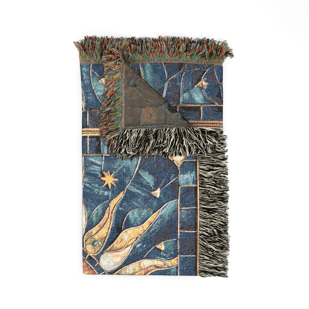 Sun and Moon Mosaic Woven Blanket | Celestial Tapestry Throw