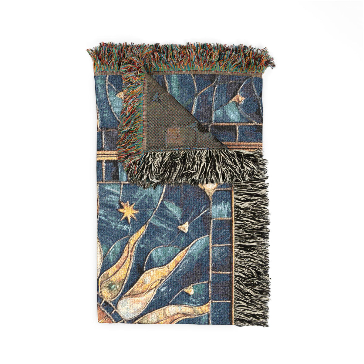 Sun and Moon Mosaic Woven Blanket | Celestial Tapestry Throw