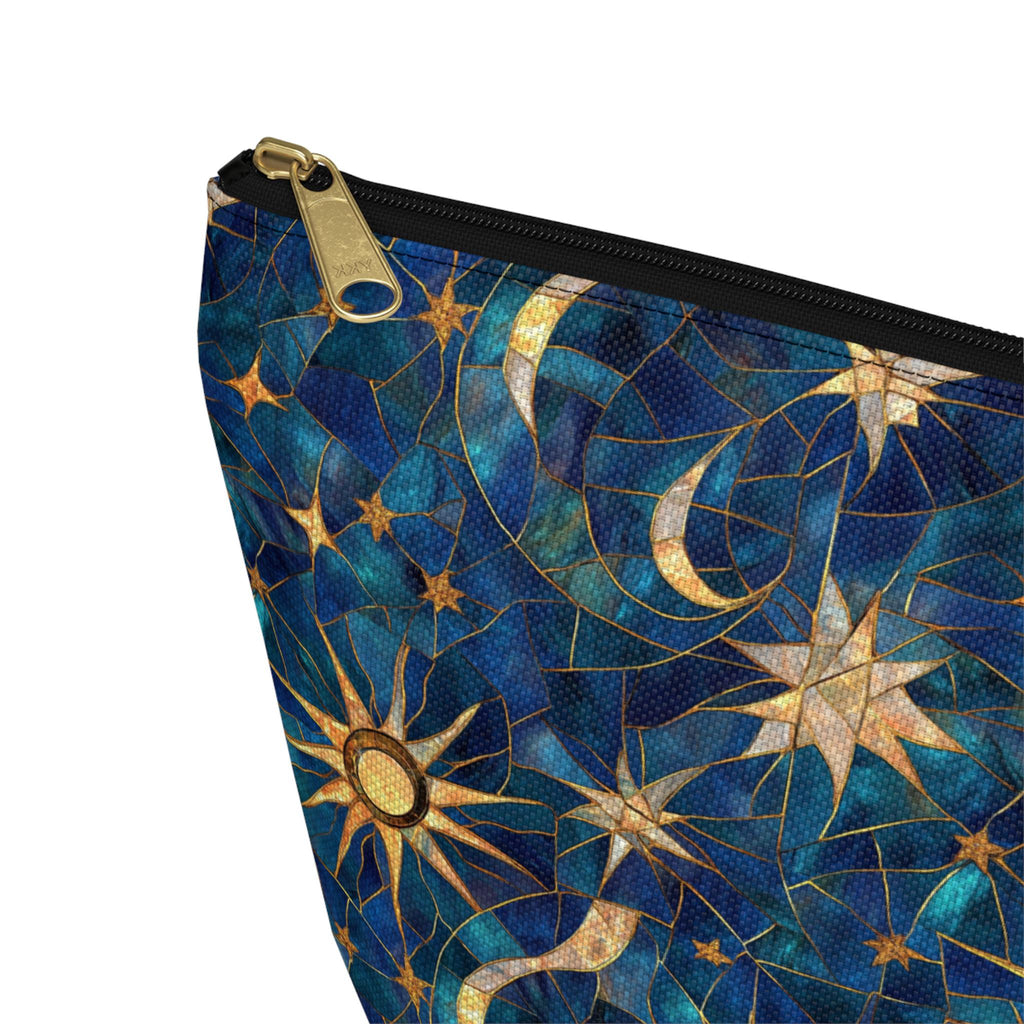 Celestial Sun Moon Pattern Accessory Pouch | T-Bottom Zip Cosmetic Bag