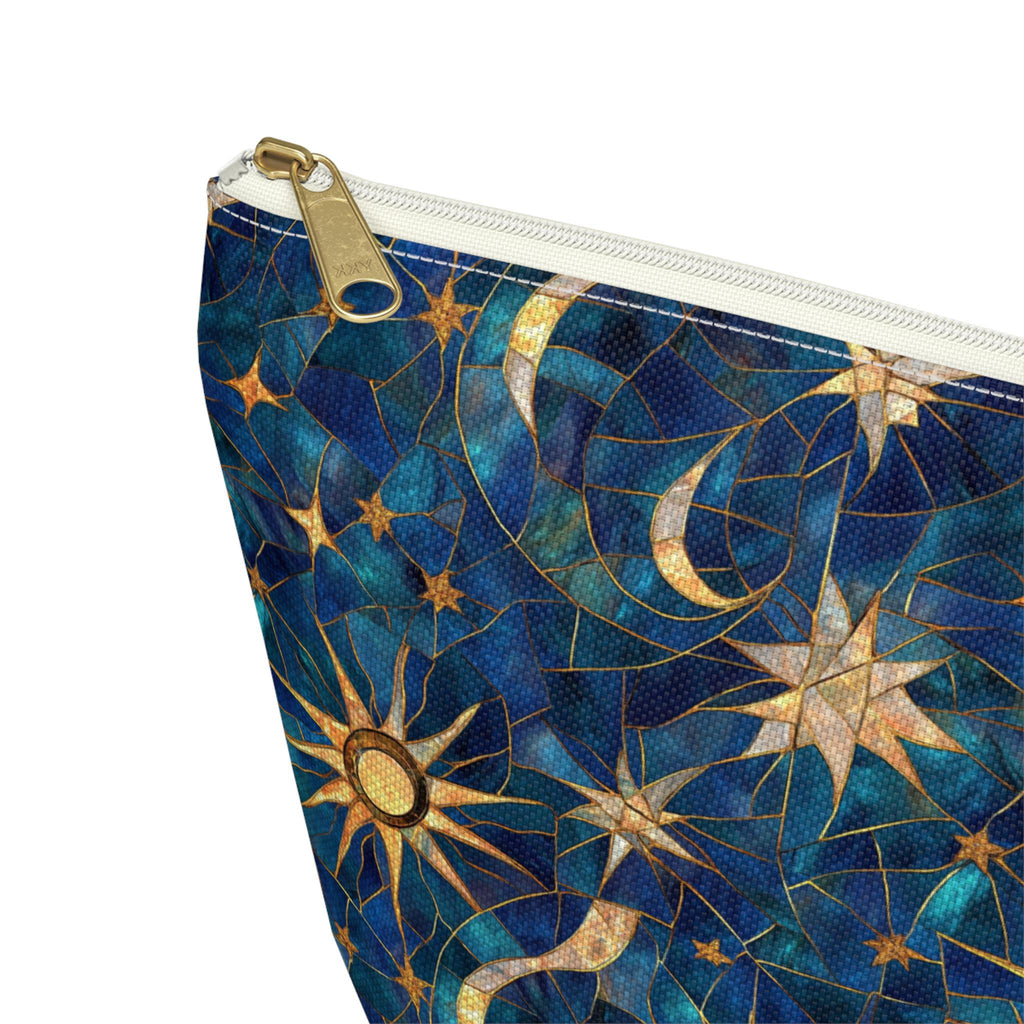 Celestial Sun Moon Pattern Accessory Pouch | T-Bottom Zip Cosmetic Bag