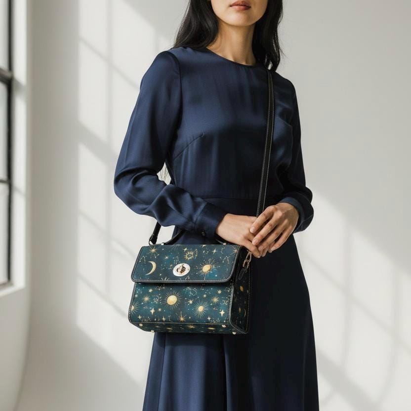 Celestial Constellation Satchel Waterproof Canvas Bag | Star Map Crossbody