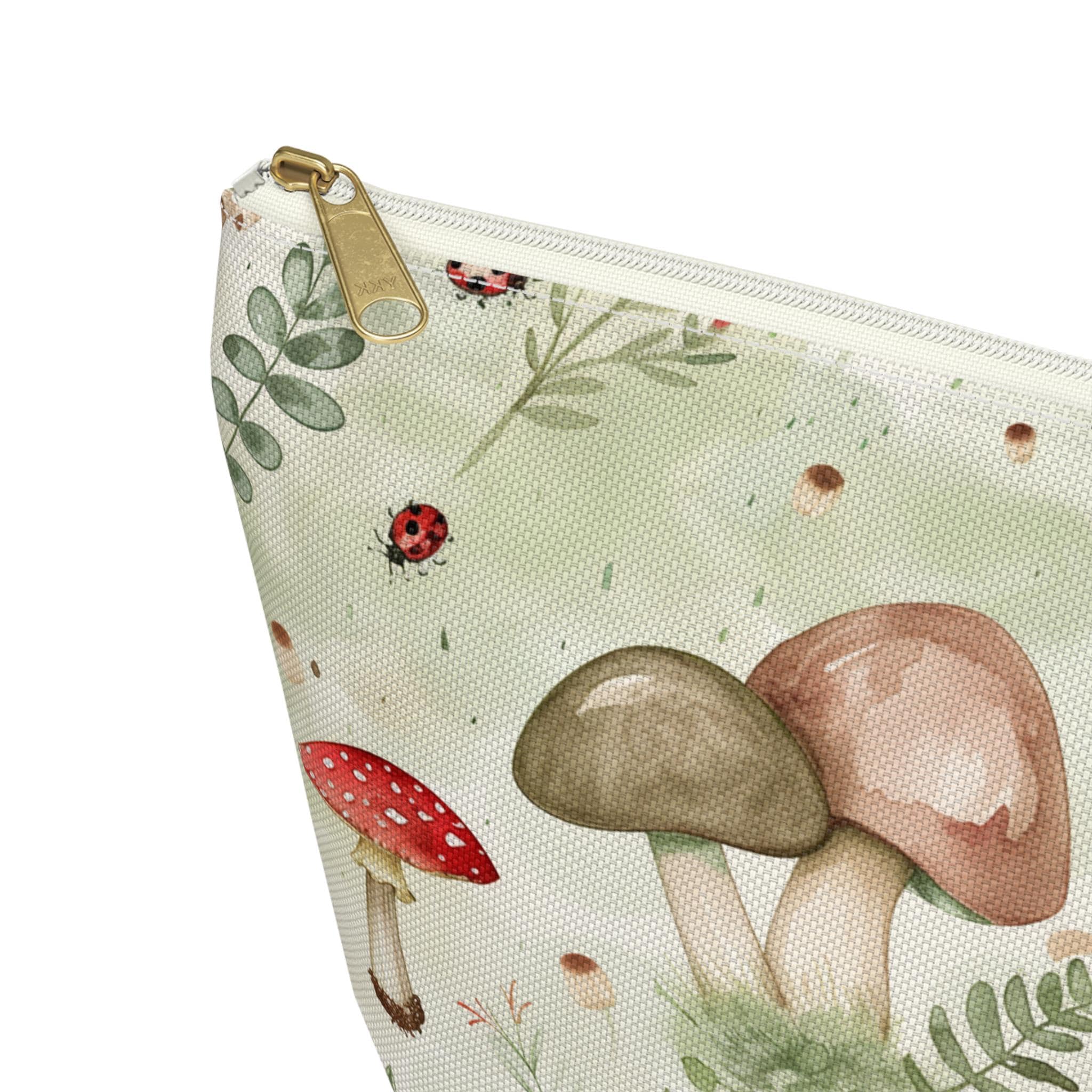Watercolor Mushroom Forest Accessory Pouch | Cottagecore Makeup Bag