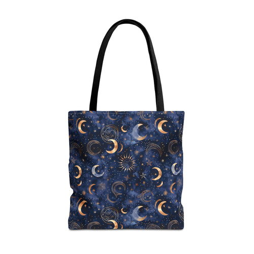 Celestial Moon Phase  Tote | Navy Starry Sky Bag