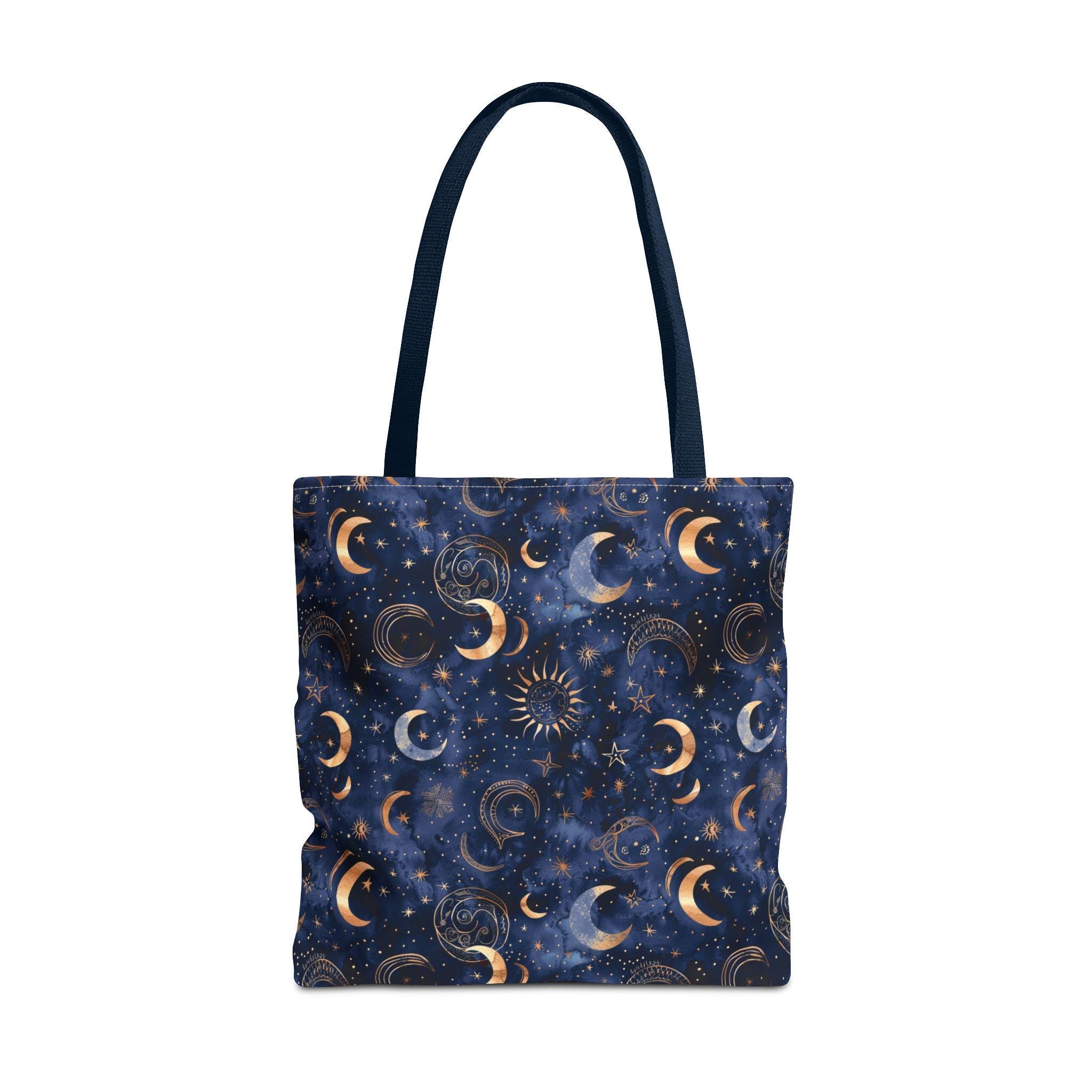 Celestial Moon Phase  Tote | Navy Starry Sky Bag