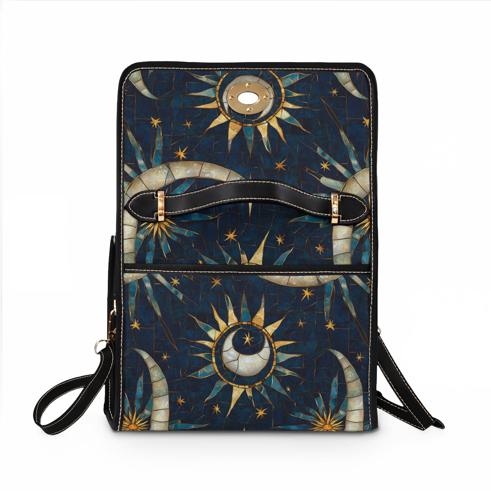 Celestial Sun and Moon Waterproof Canvas Bag | Starry Night Tote