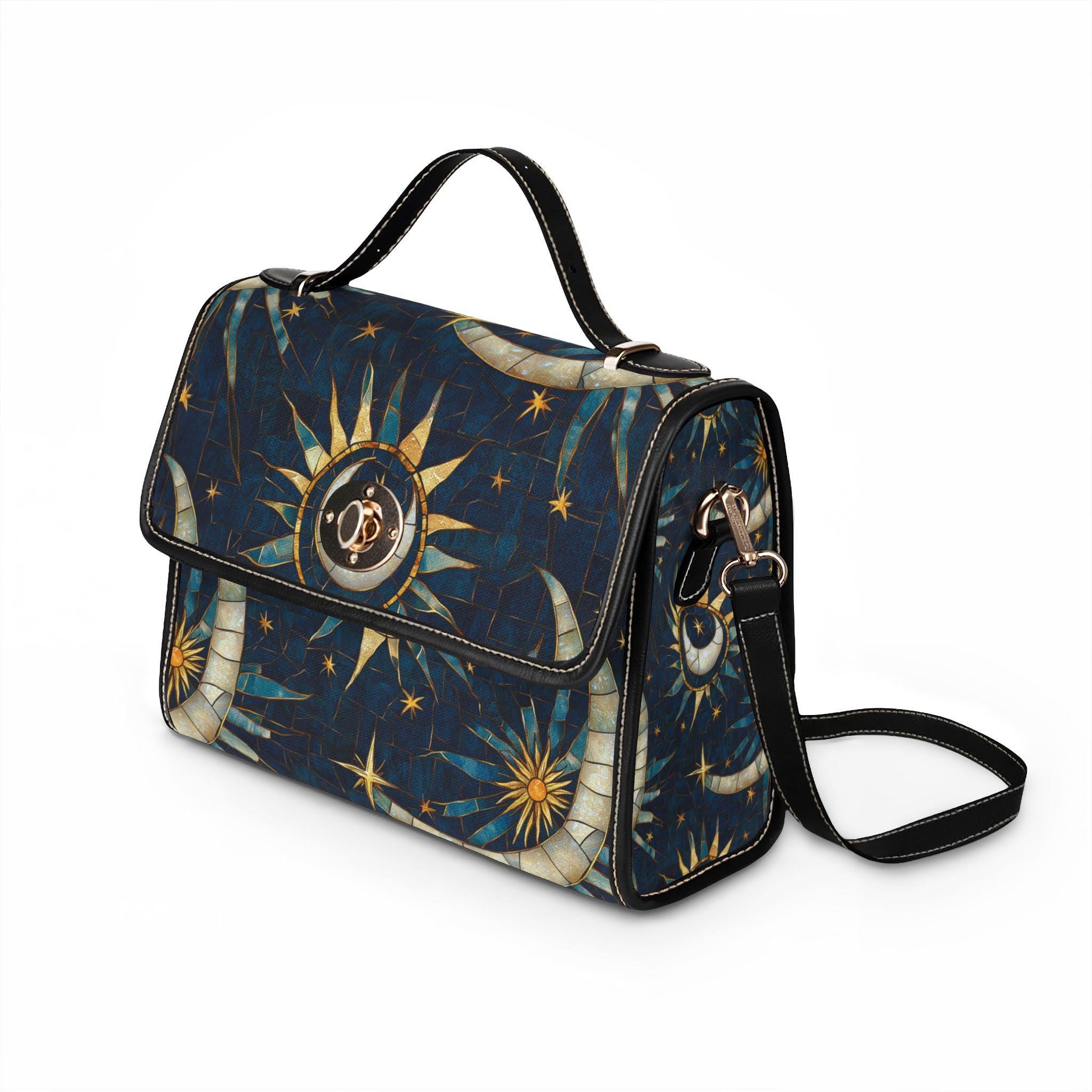 Celestial Sun and Moon Waterproof Canvas Bag | Starry Night Tote
