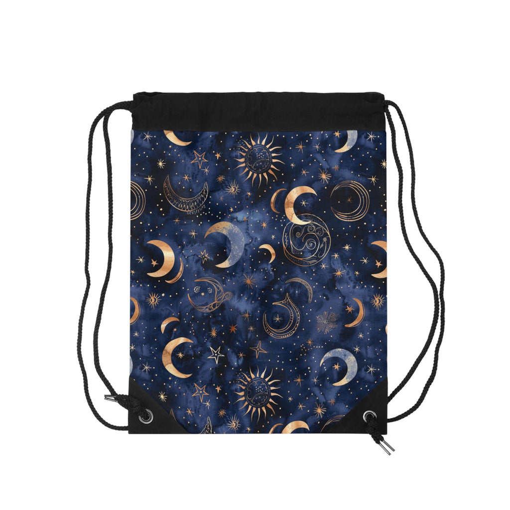 Celestial Moons & Stars Drawstring Bag — Night Sky Boho Bag