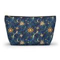 Celestial Sun Moon Pattern Accessory Pouch | T-Bottom Zip Cosmetic Bag