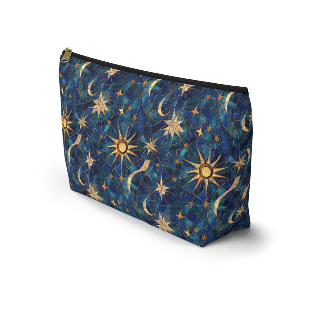 Celestial Sun Moon Pattern Accessory Pouch | T-Bottom Zip Cosmetic Bag